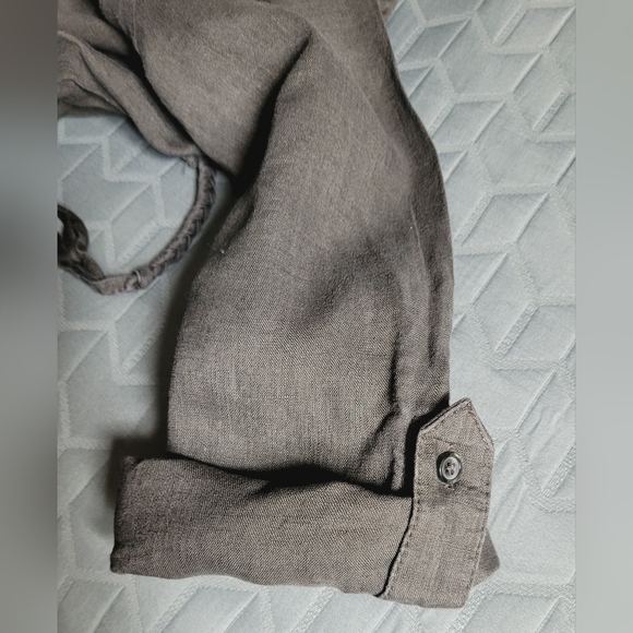 100% Linen Tunic Blouse with Braided Belt – Size L – Olive - Lady Hathaway - Picture 10 of 13